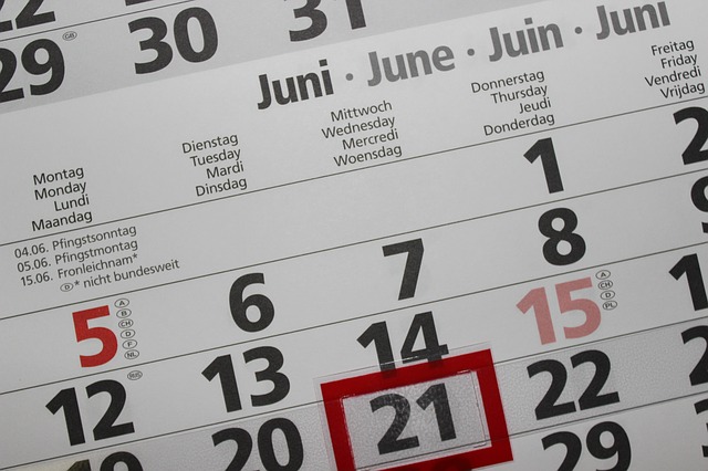 Kalendarz wskazuje na czerwiec